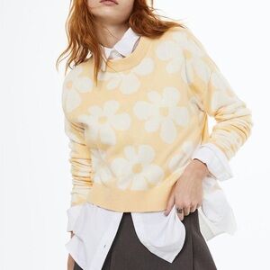 Floral Yellow and White Sweater